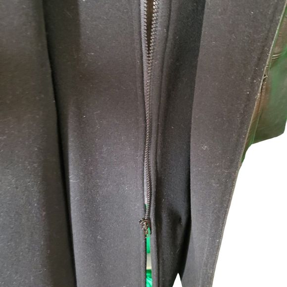 Jane Adams Riviera Styles Vintage Black Leather Wool Cashmere Coat Jacket Sz L - Picture 4 of 9